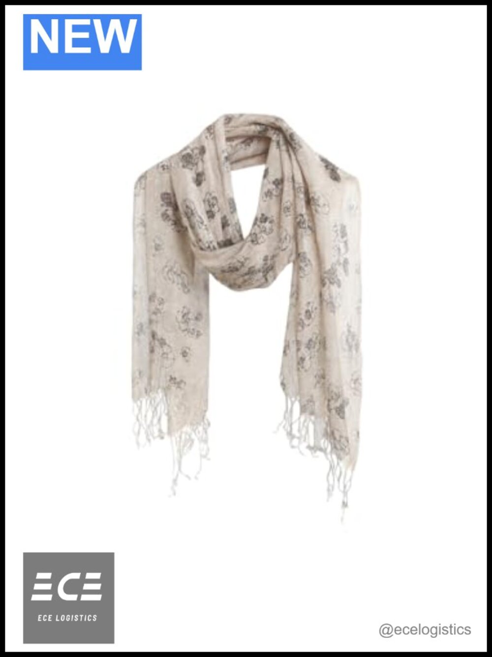 Lightweight 100% Linen Floral Scarf Shawl Wrap Fringed Summer Coverup